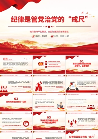 全面加强党的纪律建设PPT大气简洁纪律是管党治党的戒尺要始终坚持严的基调微党课.pptx