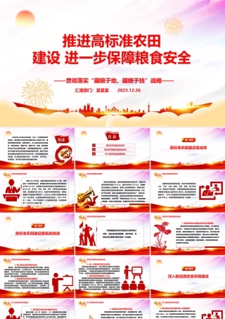 深入推进高标准农田建设 大力保障国家粮食安全ppt党建风“藏粮于地、藏粮于技”战略基层党课课件.pptx