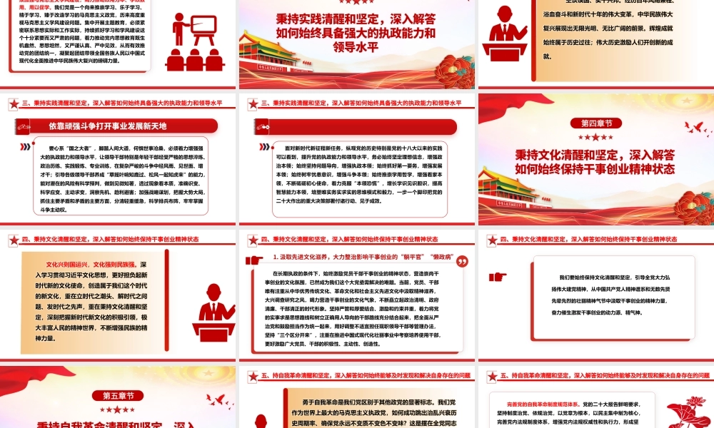 时刻保持解决大党独有难题的清醒和坚定ppt精美大气深入推进新时代党的建设专题党课.pptx
