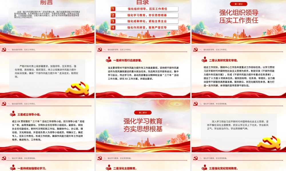 市县干部作风能力提升年工作总结PPT党政风机关干部作风能力建设汇报下载.pptx