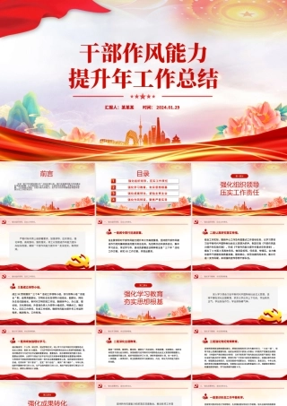 市县干部作风能力提升年工作总结PPT党政风机关干部作风能力建设汇报下载.pptx