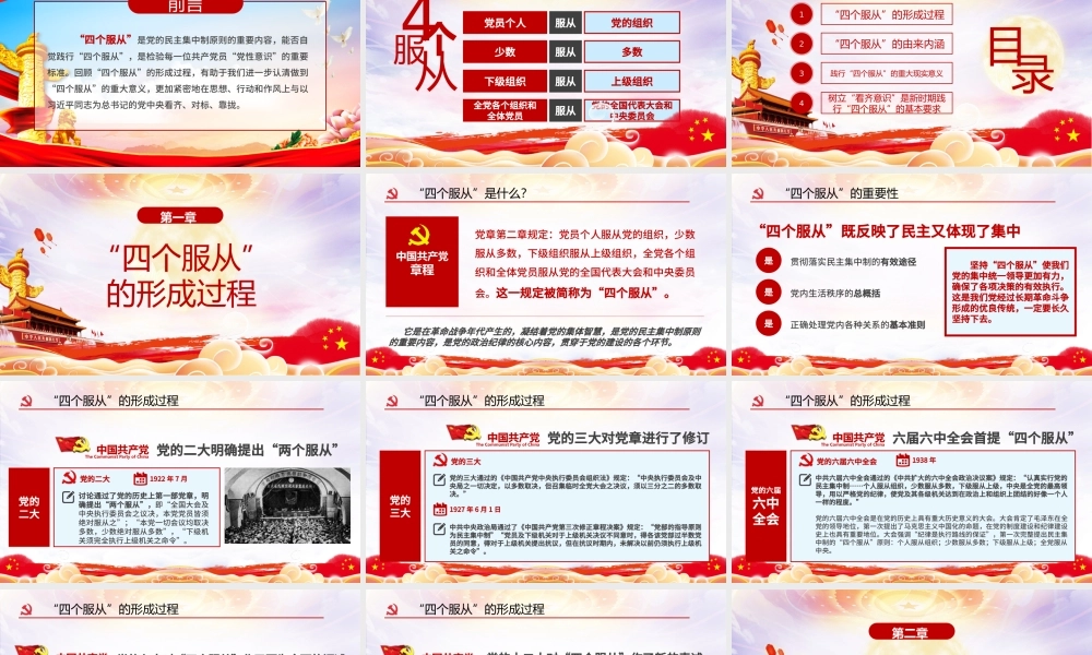 水彩风党政党建红色四个服从党课ppt.pptx