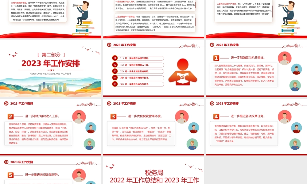 税务局2022年工作总结和2023年工作安排PPT简洁风抓好党务干好税务真抓实干奋勇争先工作汇报模板.pptx
