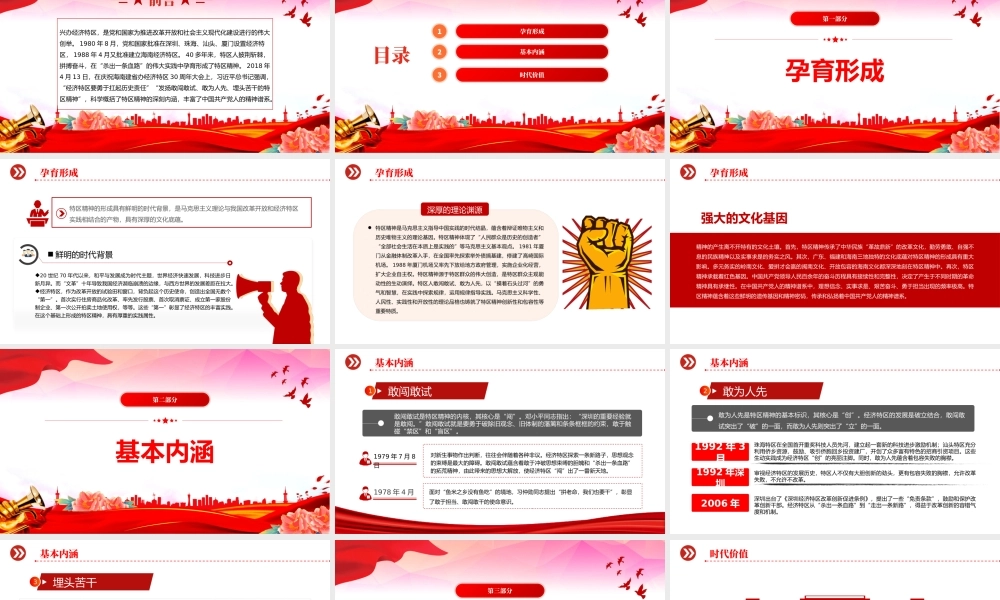 特区精神PPT敢闯敢试敢为人先埋头苦干中国共产党人精神谱系党课.pptx