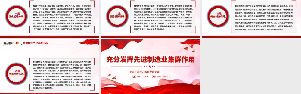 推动先进制造业集群发展PPT大气精美风党员干部学习教育专题党课课件模板.pptx