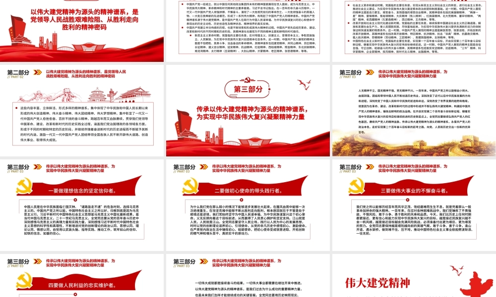 伟大建党精神PPT红色大气传承以伟大建党精神为源头的精神谱系党员培训党课.pptx