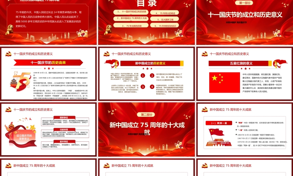 喜迎国庆庆祝建国75周年PPT红色精美党课课件.pptx