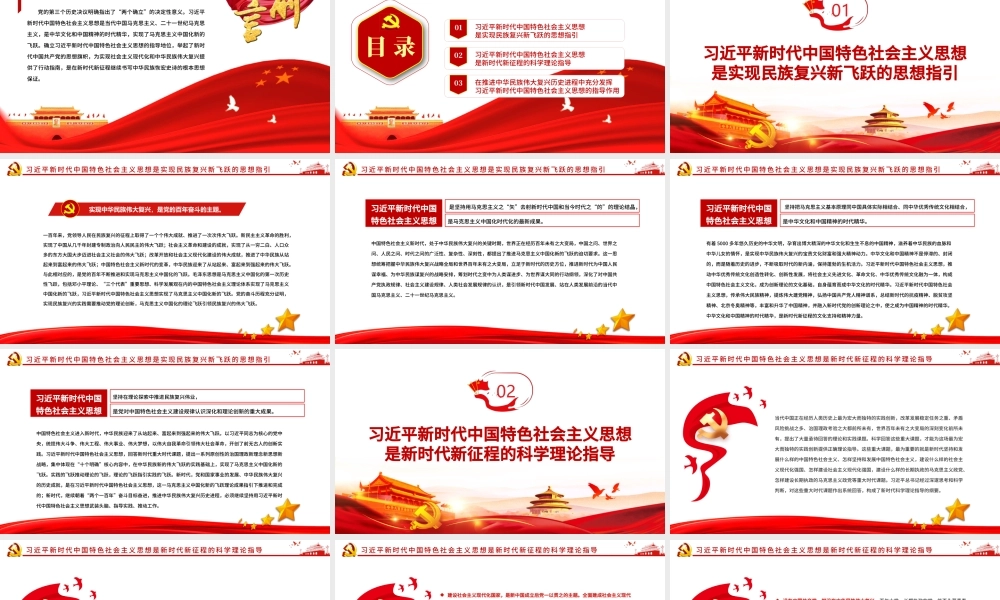 新时代新征程实现中华民族伟大复兴的思想旗帜PPT红色党政风党员干部学习教育专题党课课件模板.pptx