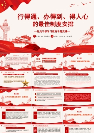 行得通、办得到、得人心的最佳制度安排PPT党政风党员干部学习教育专题党课课件模板.pptx