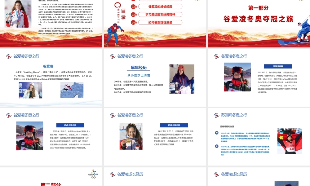 学习冬奥冠军谷爱凌北京冬奥会专题党课课件我们一起向未来PPT红色简约风2022年北京冬奥会专题党课课件模板.pptx