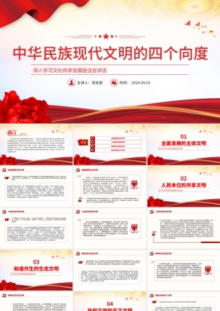 学习中华民族现代文明的四个向度PPT党政风文化传承发展座谈会讲话课件.pptx