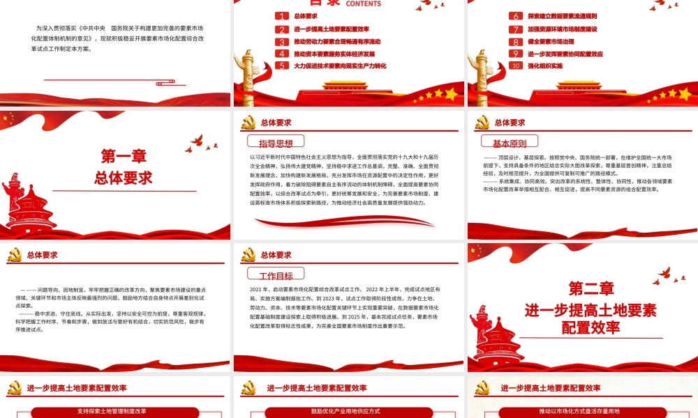 要素市场化配置综合改革试点总体方案PPT党政风充分发挥市场在资源配置中的决定性作用专题党课课件.pptx