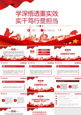 医院主题教育党课PPT红色简洁学深悟透重实效实干笃行显担当医疗卫生系统主题党课.pptx