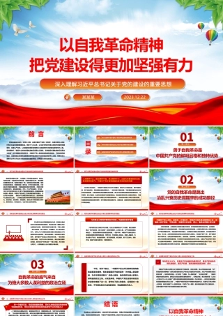 以彻底的自我革命精神深入推进新时代党的建设ppt红色大气党建思想党支部专题党课教育课件.pptx