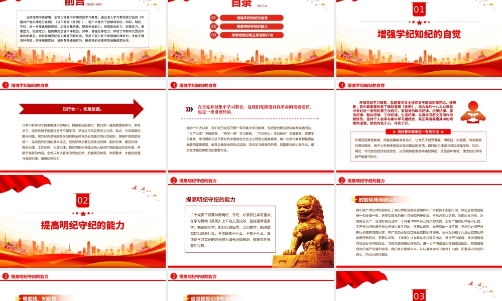 在党纪学习教育中进一步增强纪律定力PPT创意简洁党纪学习教育课件.pptx