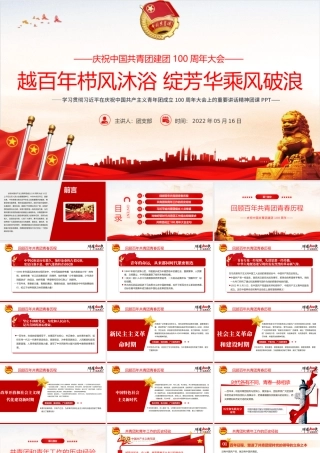 在庆祝中国共产主义青年团成立100周年大会上的讲话党政党政.pptx