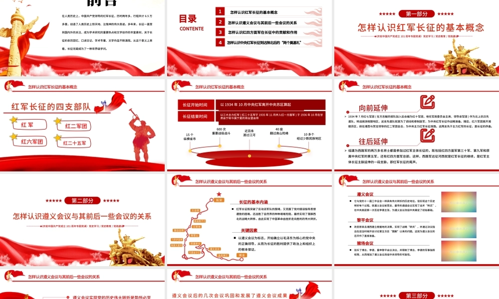 长征精神永放光芒PPT党政风热烈庆祝中国共产党成立101周年党史教育专题党课课件模板.pptx