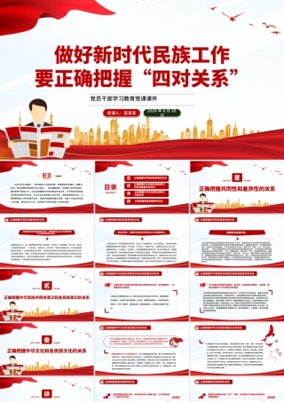 正确把握民族工作的“四个关系”PPT党政风党员干部学习教育党课课件.pptx