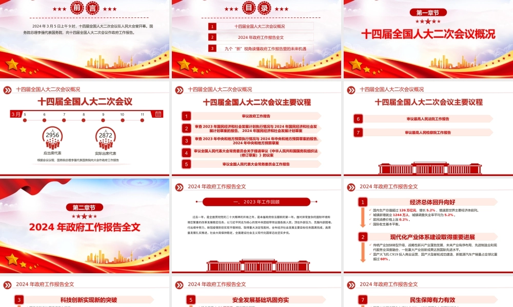 政府工作报告全文PPT大气华美2024两会内容精神学习辅导专题党课下载.pptx