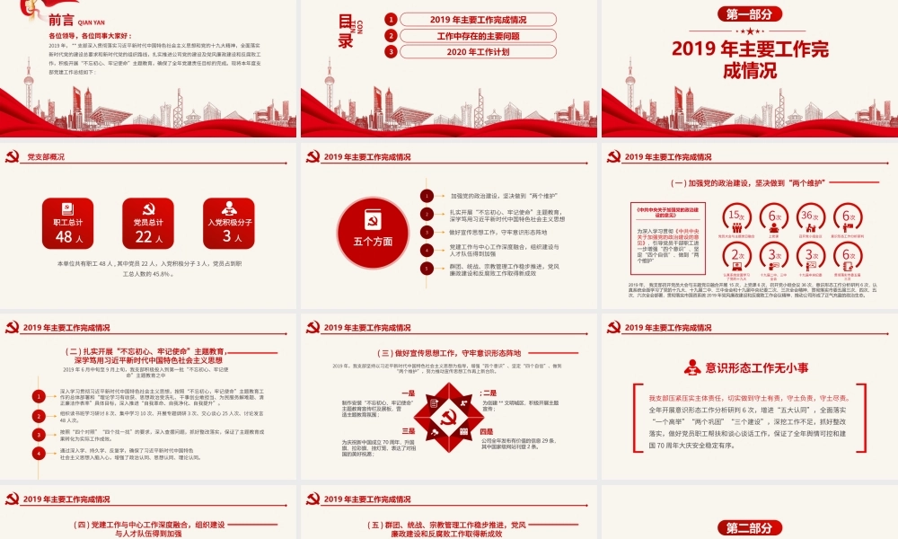 支部2019年党建工作总结和2020年工作计划.pptx