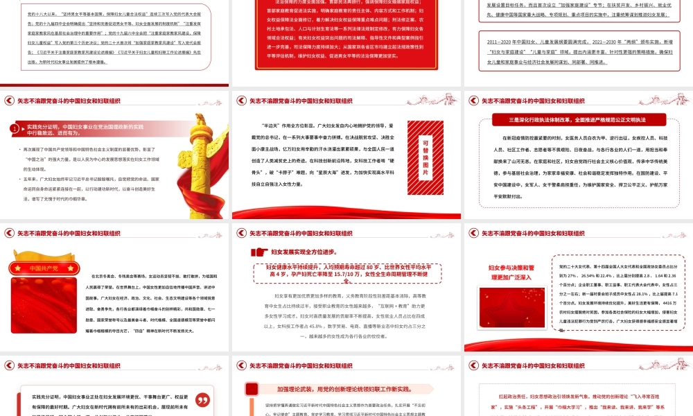 中国妇女十三大报告PPT精美大气动员引领广大妇女为强国建设民族复兴而团结奋斗党课.pptx