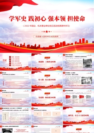 中国人民解放军军史PPT党政大气风热烈庆祝中国人民解放军建军95周年专题党课课件模板.pptx