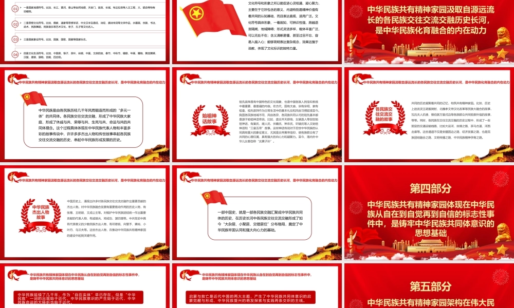 中华民族共有精神家园的构成探析PPT红色大气风党员干部学习教育专题党课课件模板.pptx