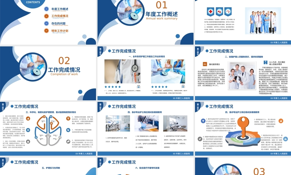 【含内容及范文】蓝色简洁某某医院急诊科年终工作总结及新年工作计划PPT.pptx