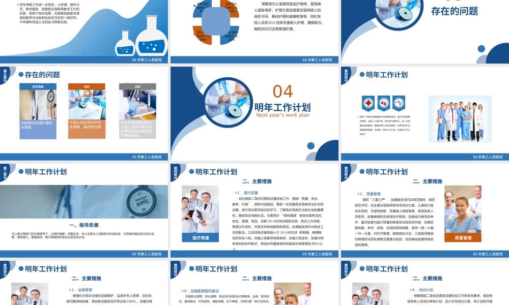 【含内容及范文】蓝色简洁某某医院急诊科年终工作总结及新年工作计划PPT.pptx