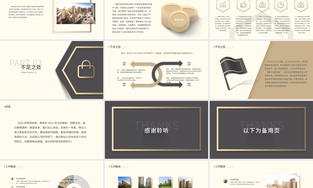 【含内容及范文3篇】低调奢华风某某物业公司2020年终工作总结汇报PPT.pptx