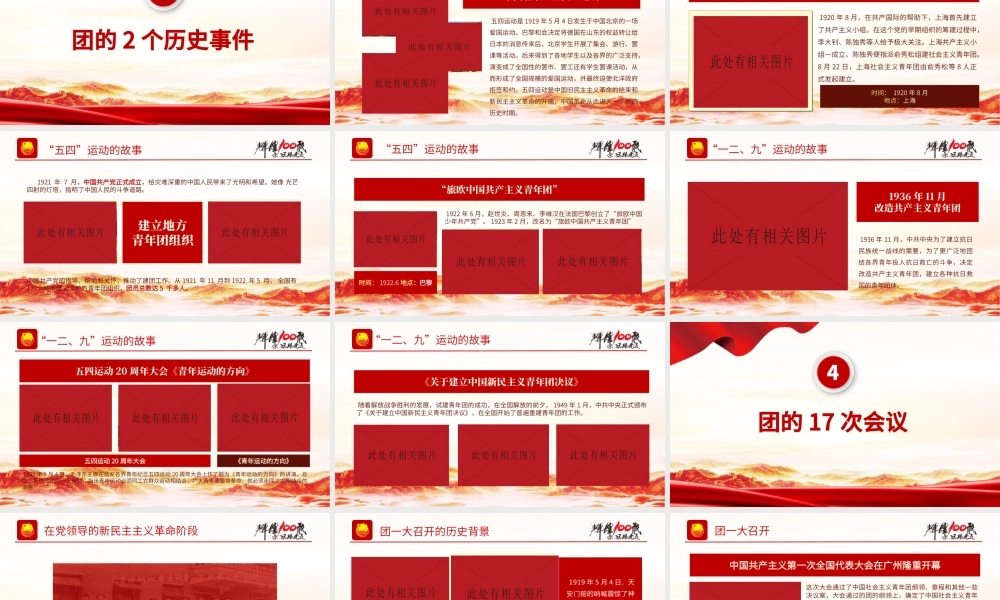 1922-2022百年团史PPT红色简洁庆祝中国共青团建团100周年专题团课课件模板下载.pptx