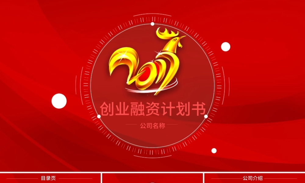 2017鸡年红色创业融资计划书ppt模板.pptx