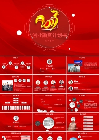 2017鸡年红色创业融资计划书ppt模板.pptx
