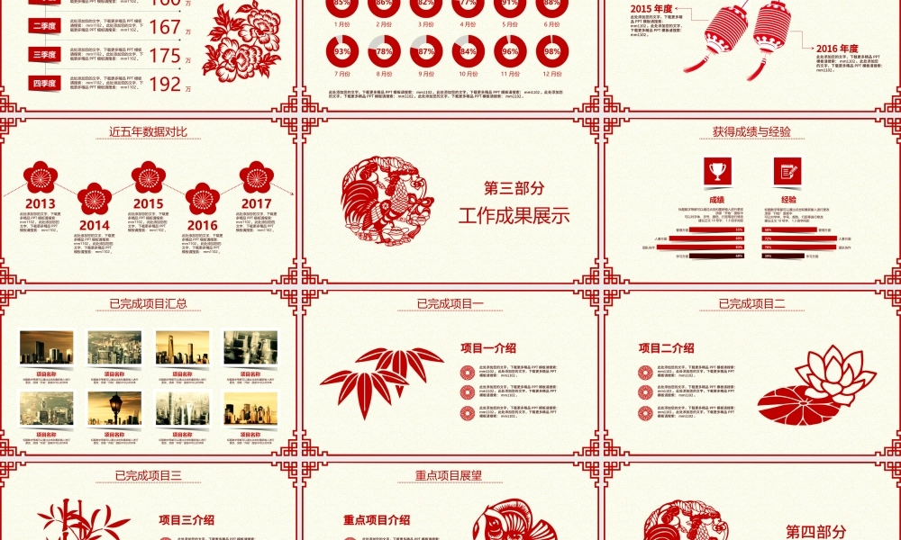 2017鸡年中国风红色剪纸总结计划ppt模板.pptx