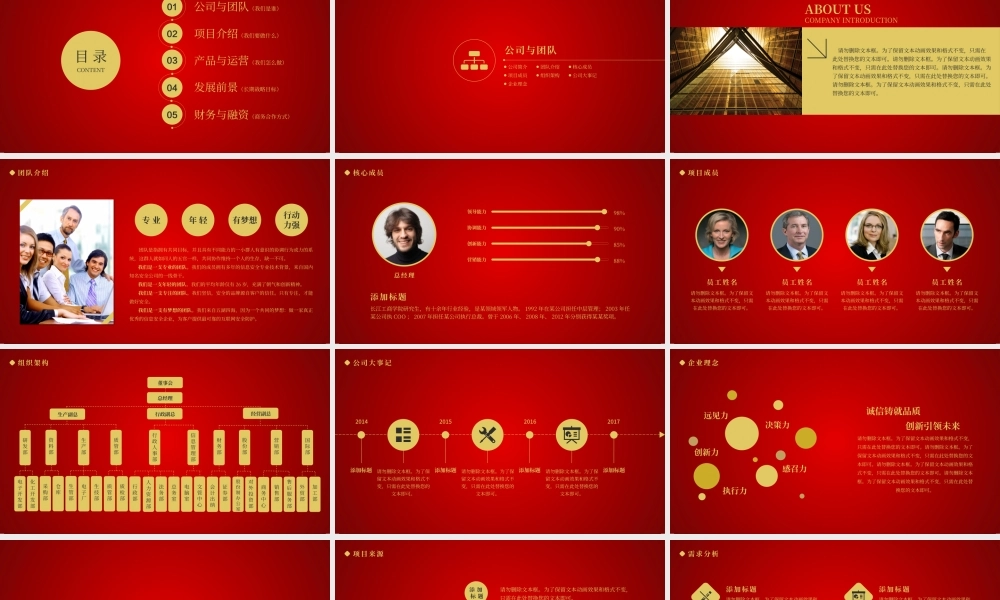 2019红金色大气商业计划书PPT模板.pptx