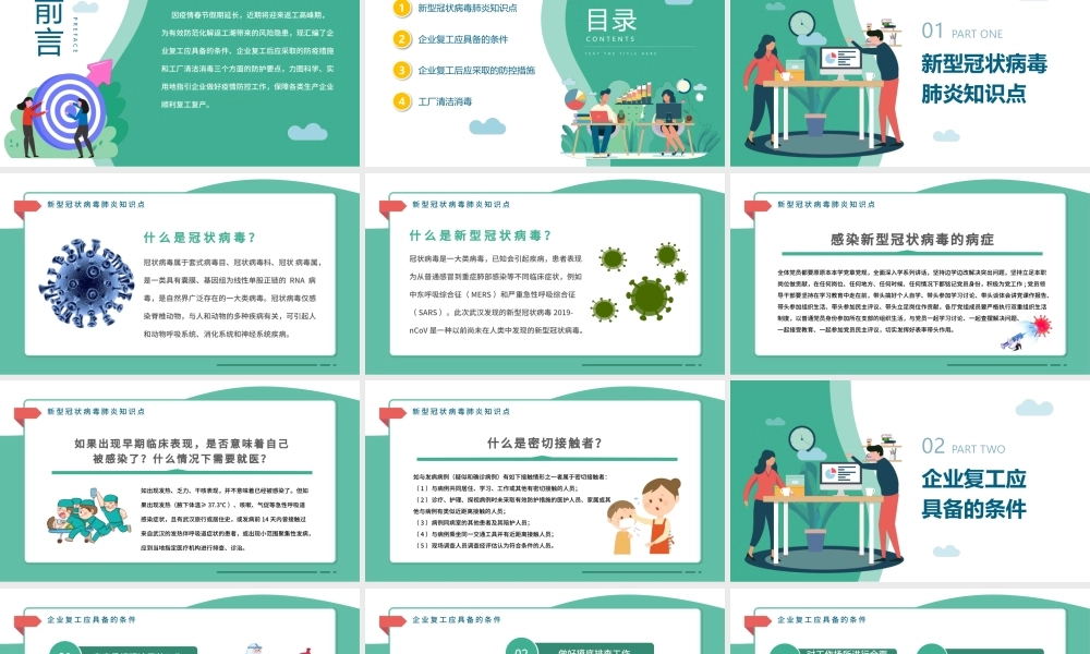 2020绿色清新企业复工新型冠状病毒肺炎病情防控工作要点商务PPT.pptx