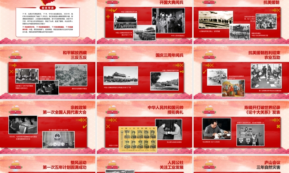 2020年庆祝中华人民共和国成立71周年国庆节大事记PPT模板.pptx