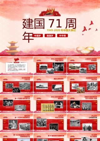 2020年庆祝中华人民共和国成立71周年国庆节大事记PPT模板.pptx