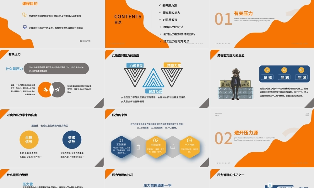 2020员工压力与情绪培训PPT模板.pptx