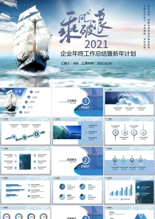 2021乘风破浪企业年终工作总结PPT暨新年计划模板.pptx