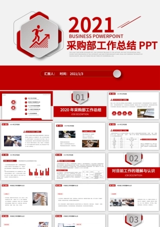 2021红色大气简洁风采购部工作总结与工作计划PPT模板.pptx