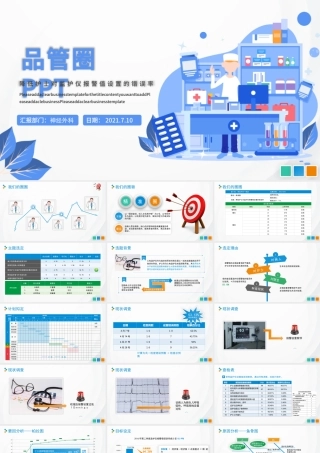 2021品管圈PPT扁平风降低对监护仪报警设置的错误率模板.pptx