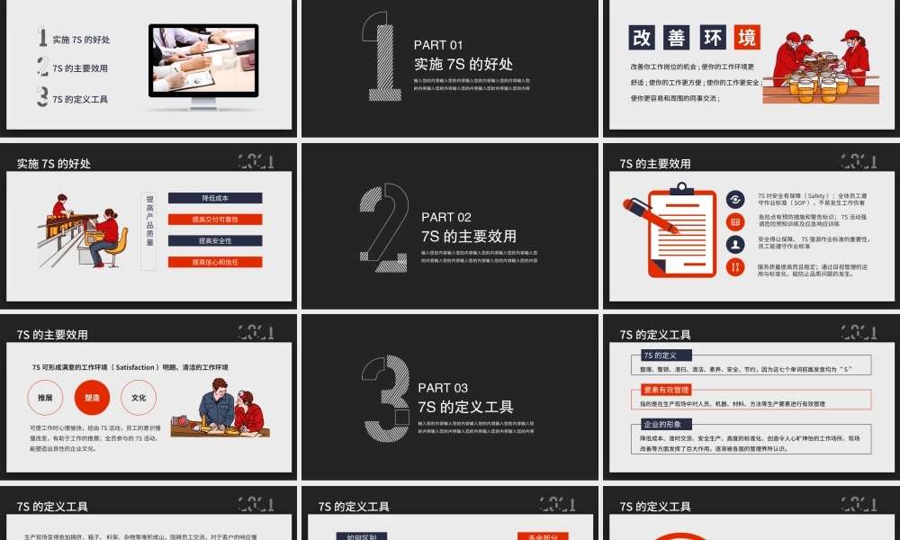 2021企业生产车间7s管理培训黑色简约商务PPT模板.pptx