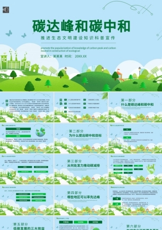 2021碳达峰和碳中和解读PPT推进生态文明建设知识科普宣传模板.pptx