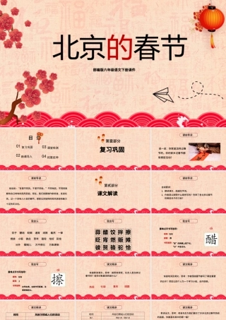 2021小学语文《北京的春节》PPT部编版六年级语文下册课件模板.pptx
