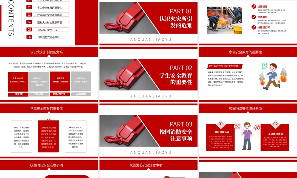 2021校园消防安全PPT简洁大气校园学生安全教育提升师生消防安全意识和自防自救能力教学课件模板.pptx