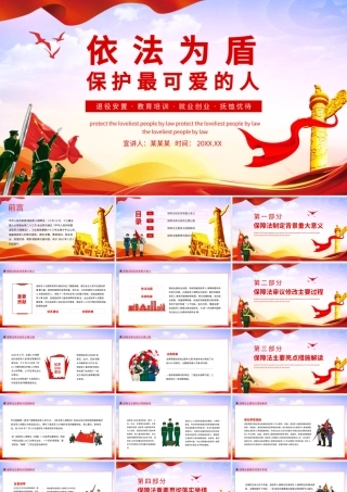 2021依法为盾保护最可爱的人退役安置教育培训就业创业抚恤优待动态PPT.pptx