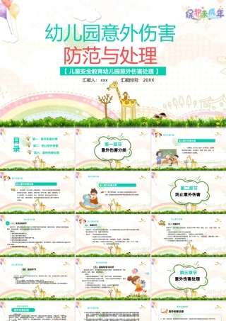 2021幼儿园意外伤害防范与处理PPT儿童安全教育幼儿园意外伤害处理专题课件模板下载.pptx