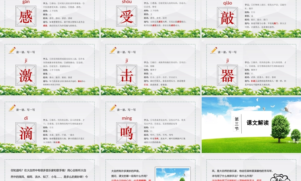2022大自然的声音PPT插画风第21课小学三年级语文上册部编人教版教学课件.pptx