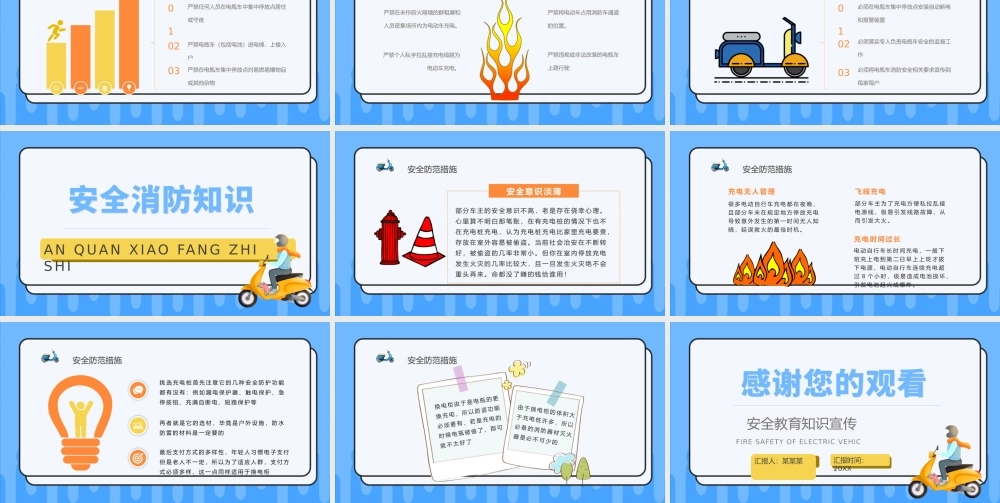 2022电动车消防安全PPT创意活泼安全教育知识宣传PPT模板下载.pptx